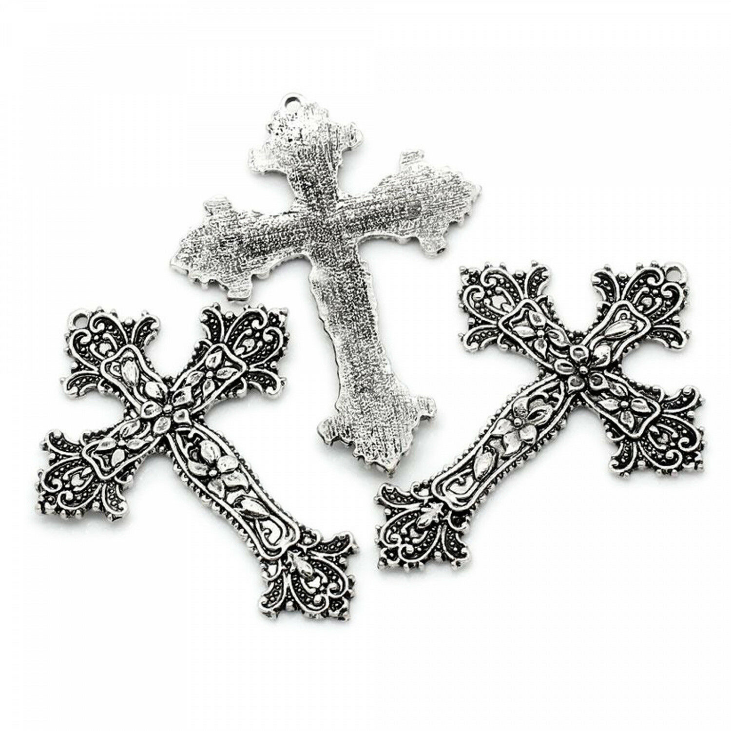 Halskette Kette Kreuz ab Verzierung 66mm silber Anhänger Rosenkranz 25mmAnhängerSchmuckzubehör bronze Blumen | Anhänger