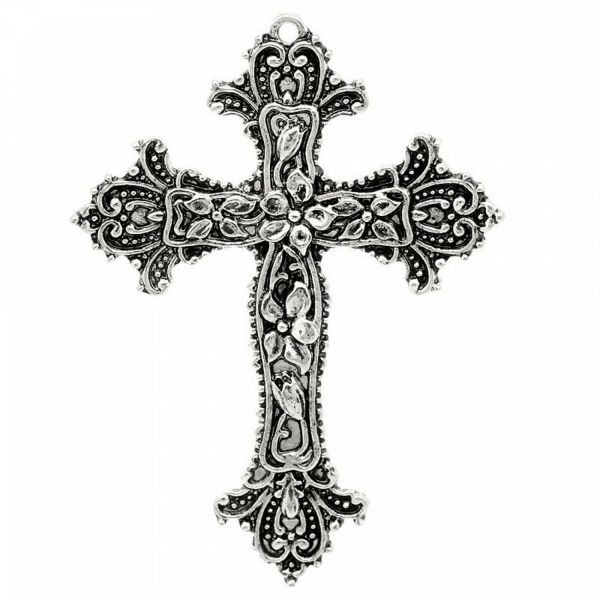 Kreuz | Rosenkranz Blumen silber 25mmAnhängerSchmuckzubehör Anhänger Halskette 66mm ab Anhänger bronze Kette Verzierung